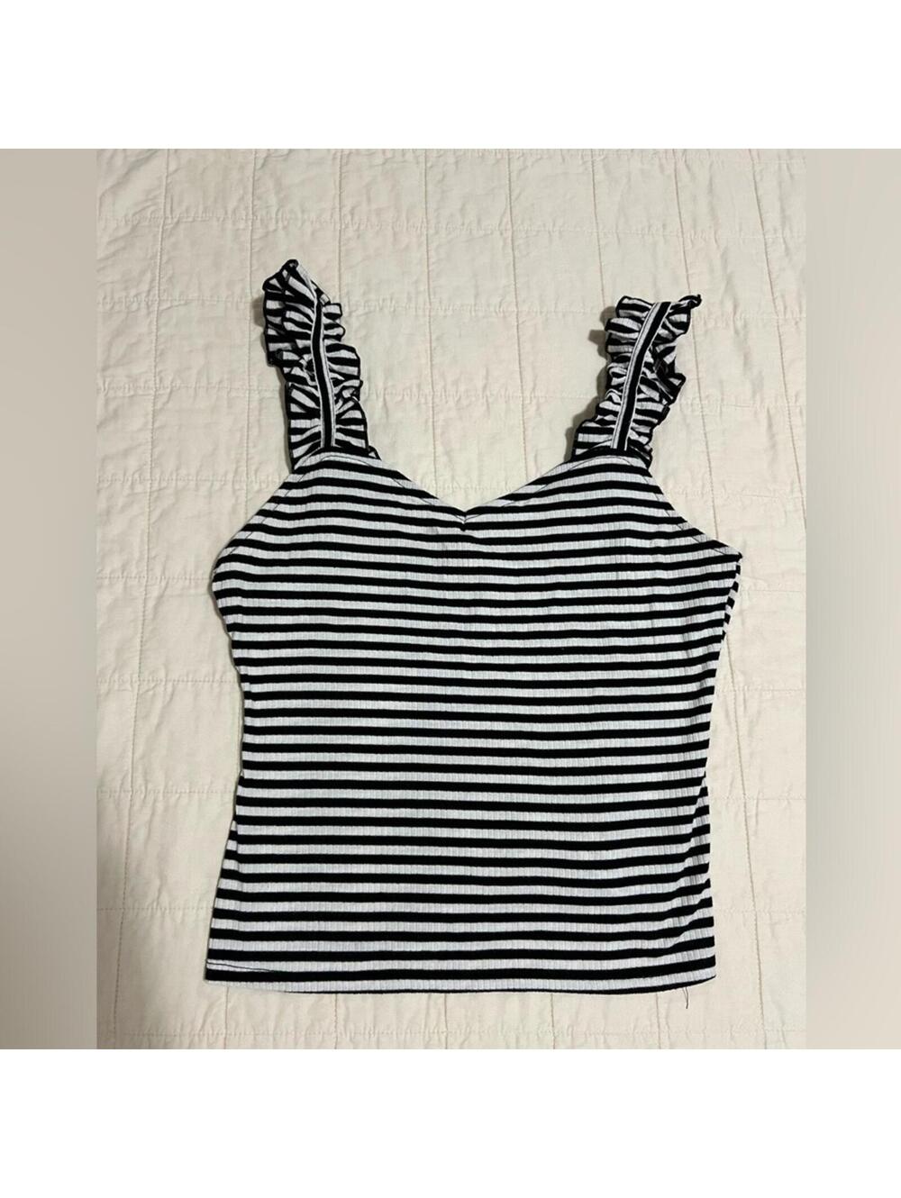 Love fire stripes ruffle strap top
